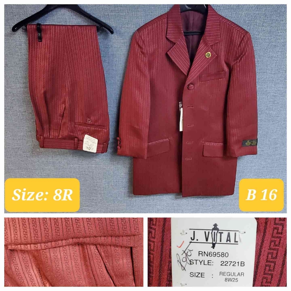 2 Piece Boys Suit | Brand:  J. Vital | Color:  Red | RRR Apparel